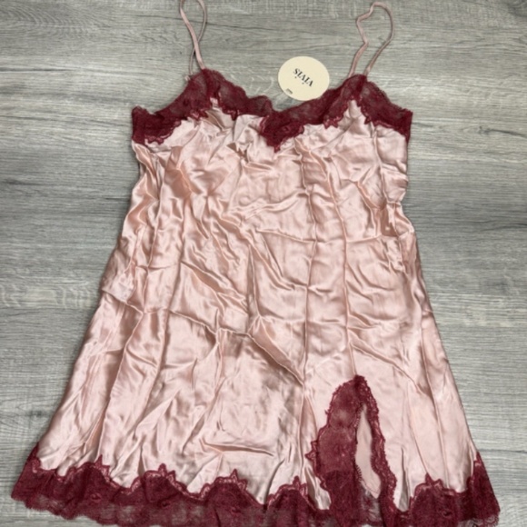 ViVis Women's Karin V00448 Lace-Trim Silk Charmeuse Dress Size S 10198